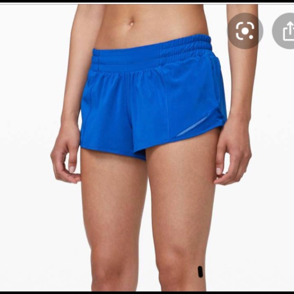 ISO, blue and bright pink lululemon shorts